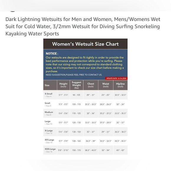 Dark Lightning Wetsuits for Men and Women, Mens/Womens Wet Suit for Cold Water, - Picture 5 of 8